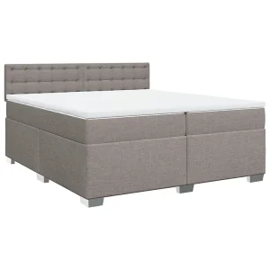 Boxspring met matras stof taupe 200×200 cm Boxspring met matras stof taupe 200×200 cm