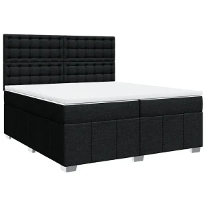Boxspring met matras stof zwart 200×200 cm Boxspring met matras stof zwart 200×200 cm