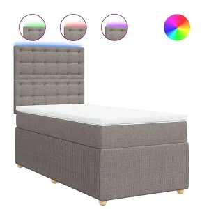 Boxspring met matras stof taupe 80×200 cm Boxspring met matras stof taupe 80×200 cm