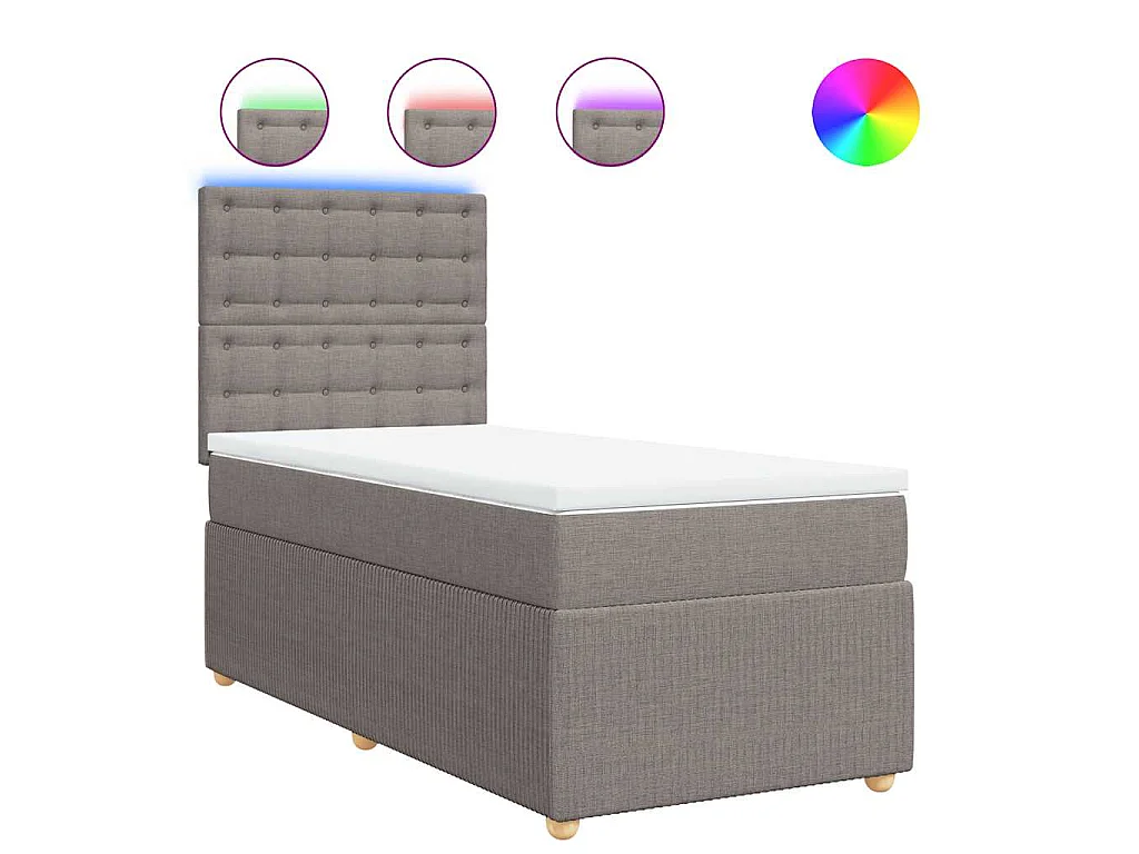Boxspring met matras stof taupe 80x200 cm