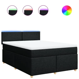 Boxspring met matras stof zwart 140×190 cm Boxspring met matras stof zwart 140×190 cm