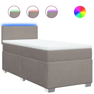 Boxspring met matras stof taupe 90×190 cm Boxspring met matras stof taupe 90×190 cm