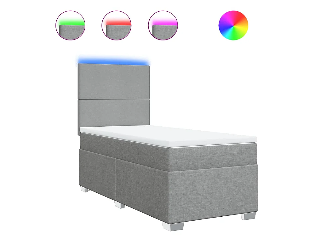 Boxspring met matras stof lichtgrijs 90x190 cm