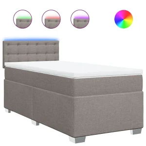 Boxspring met matras stof taupe 90×200 cm Boxspring met matras stof taupe 90×200 cm