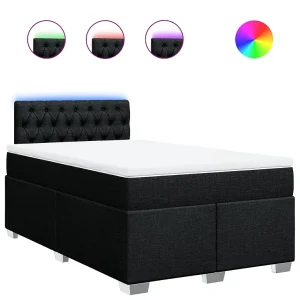 Boxspring met matras stof zwart 120×200 cm