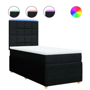 Boxspring met matras stof zwart 90×200 cm Boxspring met matras stof zwart 90×200 cm