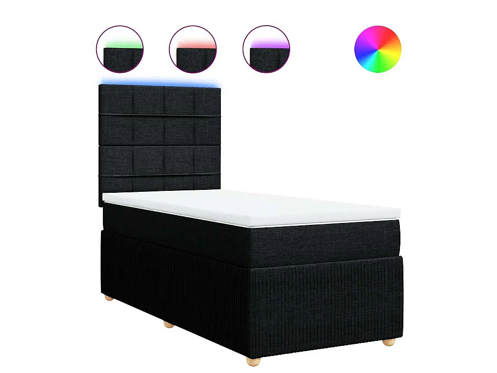 Boxspring met matras stof zwart 90x200 cm