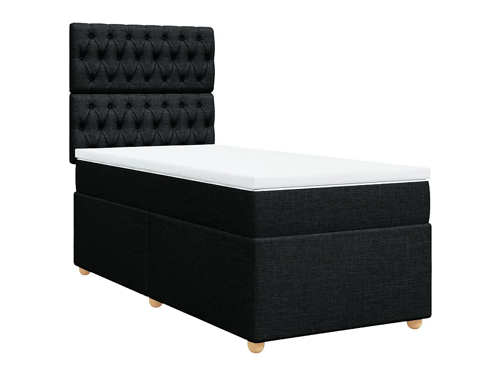 Boxspring met matras stof zwart 90x190 cm