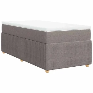 Boxspring met matras stof taupe 90×190 cm Boxspring met matras stof taupe 90×190 cm