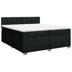 Boxspring met matras stof zwart 200×200 cm Boxspring met matras stof zwart 200×200 cm