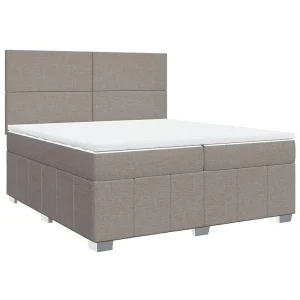 Boxspring met matras stof taupe 200×200 cm