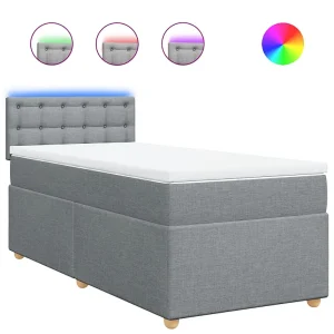 Boxspring met matras stof lichtgrijs 90×200 cm Boxspring met matras stof lichtgrijs 90×200 cm