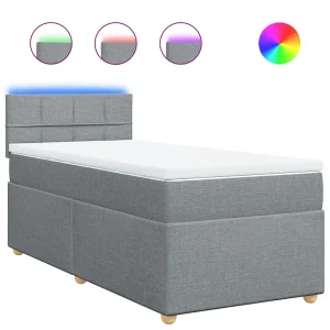 Boxspring met matras stof lichtgrijs 90×200 cm