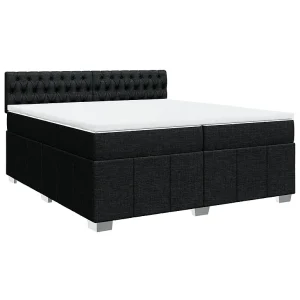 Boxspring met matras stof zwart 200×200 cm Boxspring met matras stof zwart 200×200 cm