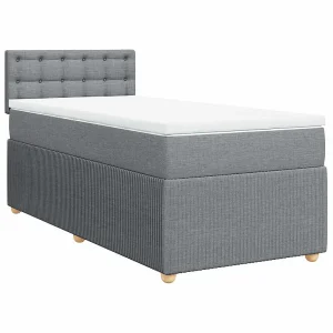 Boxspring met matras stof lichtgrijs 90×200 cm