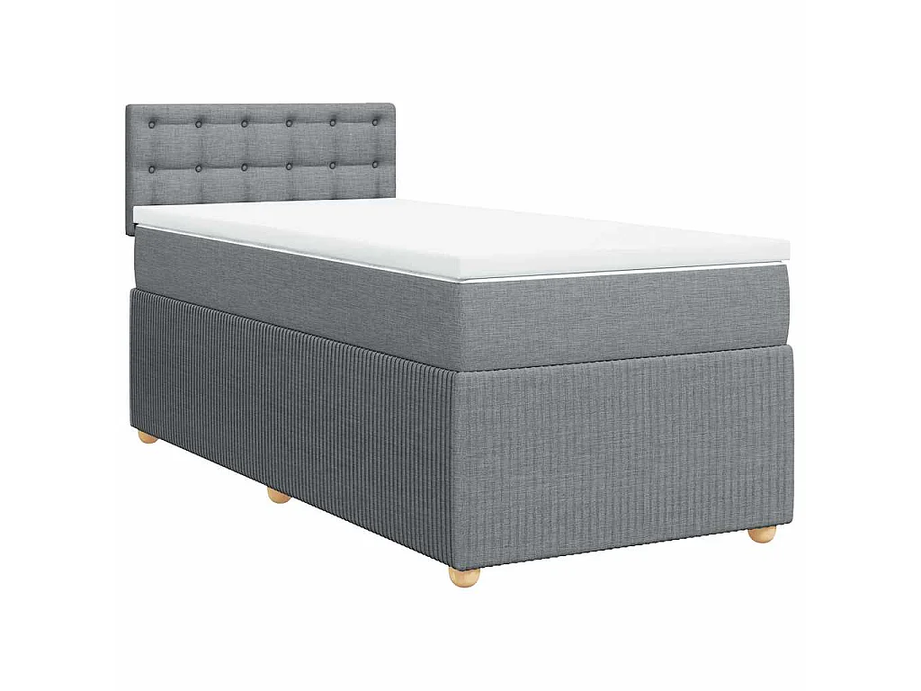 Boxspring met matras stof lichtgrijs 90x200 cm