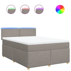 Boxspring met matras stof taupe 140×190 cm Boxspring met matras stof taupe 140×190 cm