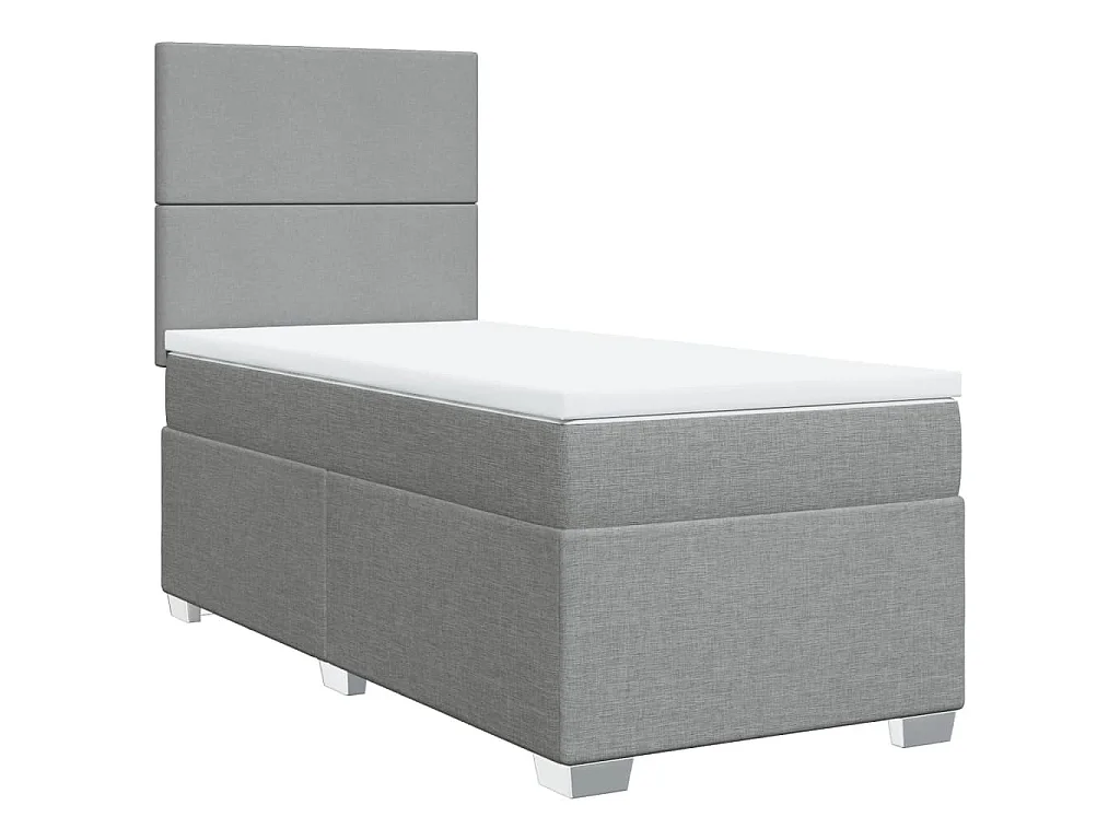 Boxspring met matras stof lichtgrijs 90x190 cm