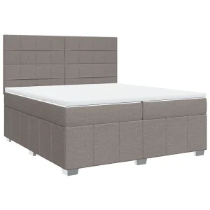 Boxspring met matras stof taupe 200×200 cm