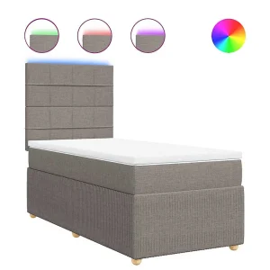 Boxspring met matras stof taupe 80×200 cm Boxspring met matras stof taupe 80×200 cm