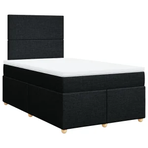 Boxspring met matras stof zwart 120×190 cm