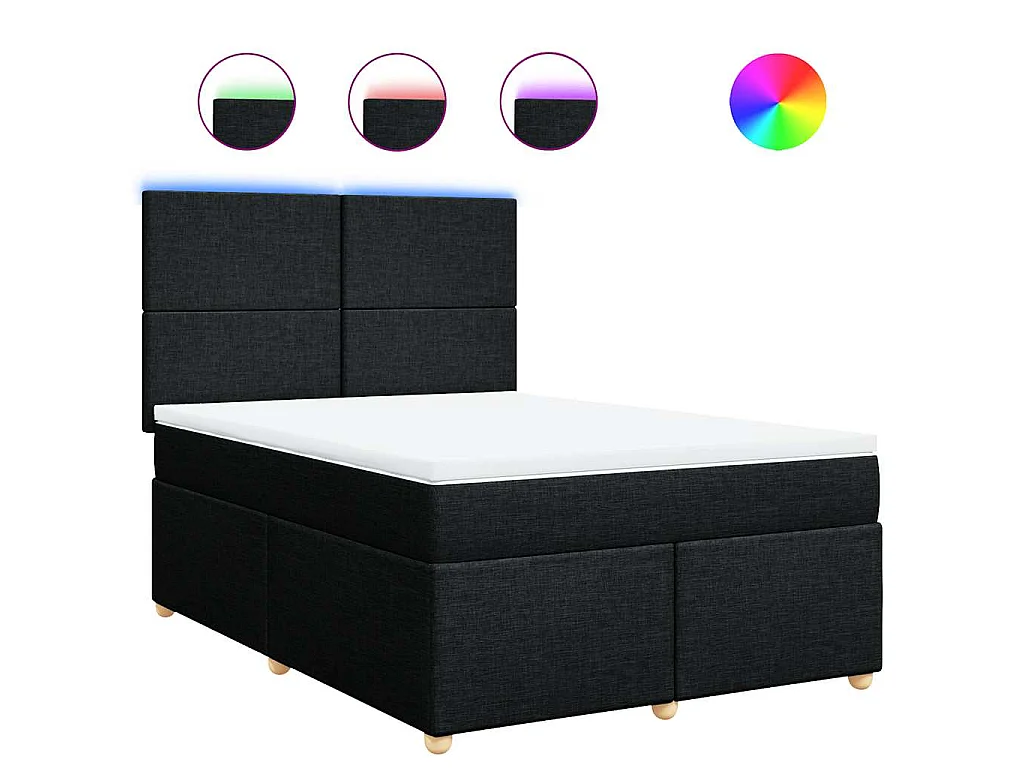 Boxspring met matras stof zwart 160x200 cm