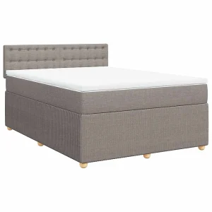 Boxspring met matras stof taupe 140×190 cm Boxspring met matras stof taupe 140×190 cm