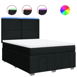 Boxspring met matras stof zwart 160×200 cm