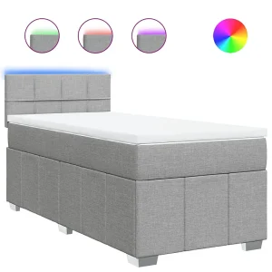 Boxspring met matras stof lichtgrijs 90×200 cm Boxspring met matras stof lichtgrijs 90×200 cm