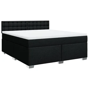 Boxspring met matras stof zwart 180×200 cm