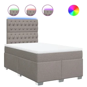 Boxspring met matras stof taupe 120×190 cm
