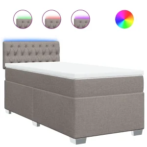 Boxspring met matras stof taupe 90×200 cm Boxspring met matras stof taupe 90×200 cm