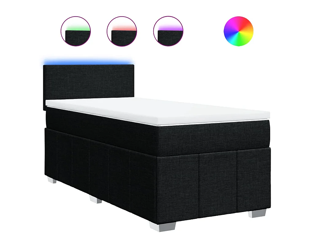 Boxspring met matras stof zwart 90x190 cm