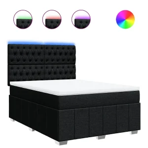 Boxspring met matras stof zwart 160×200 cm