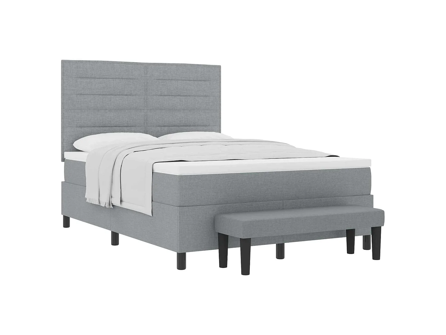 Boxspringbed met hoofdeinde Lichtgrijs 160 x 200 cm Stof