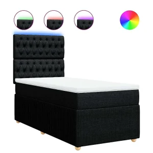 Boxspring met matras stof zwart 90×190 cm Boxspring met matras stof zwart 90×190 cm