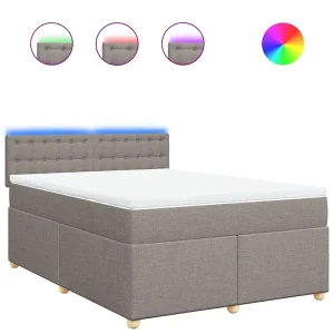 Boxspring met matras stof taupe 140×190 cm Boxspring met matras stof taupe 140×190 cm