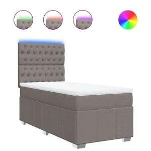 Boxspring met matras stof taupe 80×200 cm Boxspring met matras stof taupe 80×200 cm