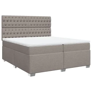 Boxspring met matras stof taupe 200×200 cm Boxspring met matras stof taupe 200×200 cm