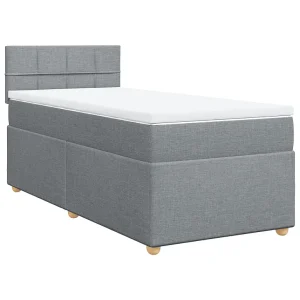 Boxspring met matras stof lichtgrijs 90×190 cm Boxspring met matras stof lichtgrijs 90×190 cm