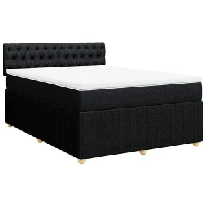 Boxspring met matras stof zwart 140×190 cm Boxspring met matras stof zwart 140×190 cm