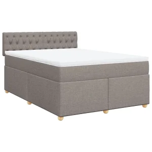 Boxspring met matras stof taupe 140×190 cm Boxspring met matras stof taupe 140×190 cm
