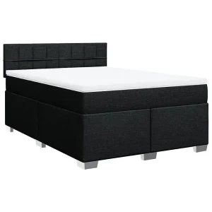 Boxspring met matras stof zwart 160×200 cm