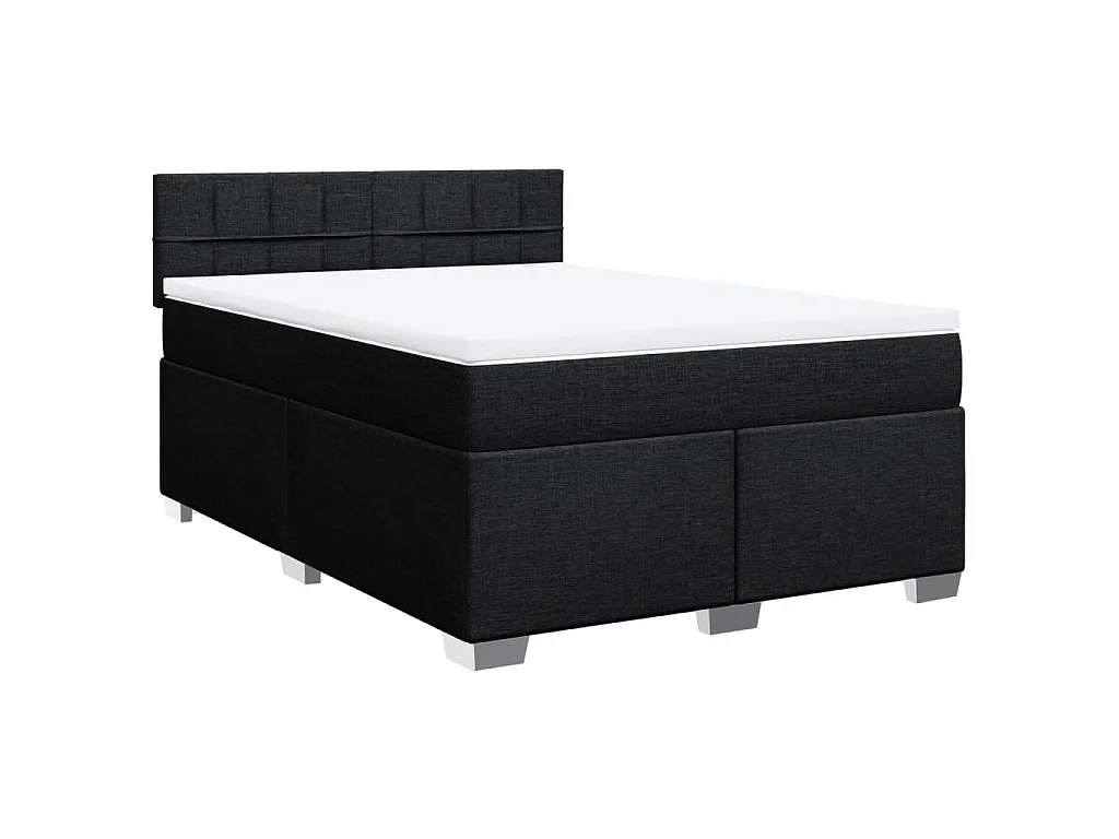 Boxspring met matras stof zwart 160x200 cm