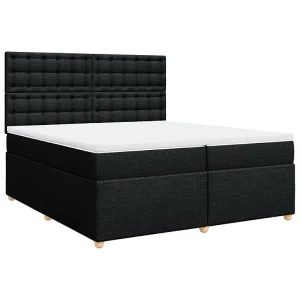Boxspring met matras stof zwart 200×200 cm Boxspring met matras stof zwart 200×200 cm
