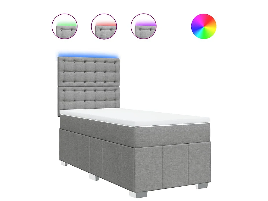 Boxspring met matras stof lichtgrijs 90x200 cm