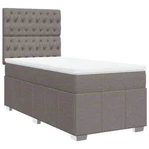 Boxspring met matras stof taupe 80×200 cm Boxspring met matras stof taupe 80×200 cm