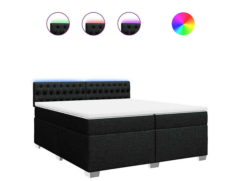 Boxspring met matras stof zwart 200x200 cm