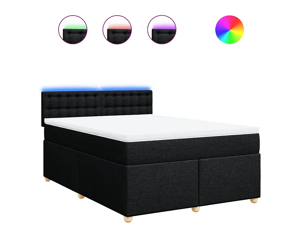 Boxspring met matras stof zwart 140x190 cm