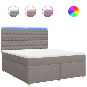Boxspring met matras stof taupe 180×200 cm